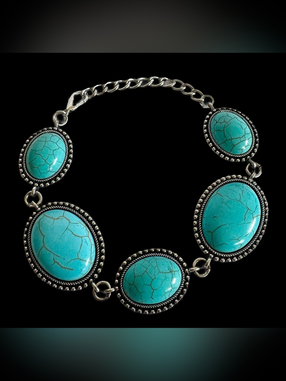 Turquoise Western Chain Clasp Adjustable Bracelet